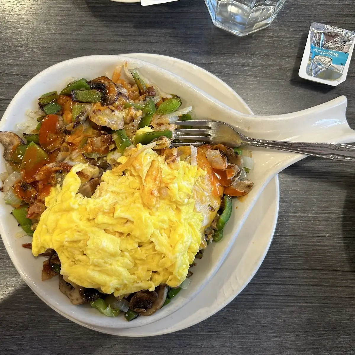 Skillet with Scrambled Eggs