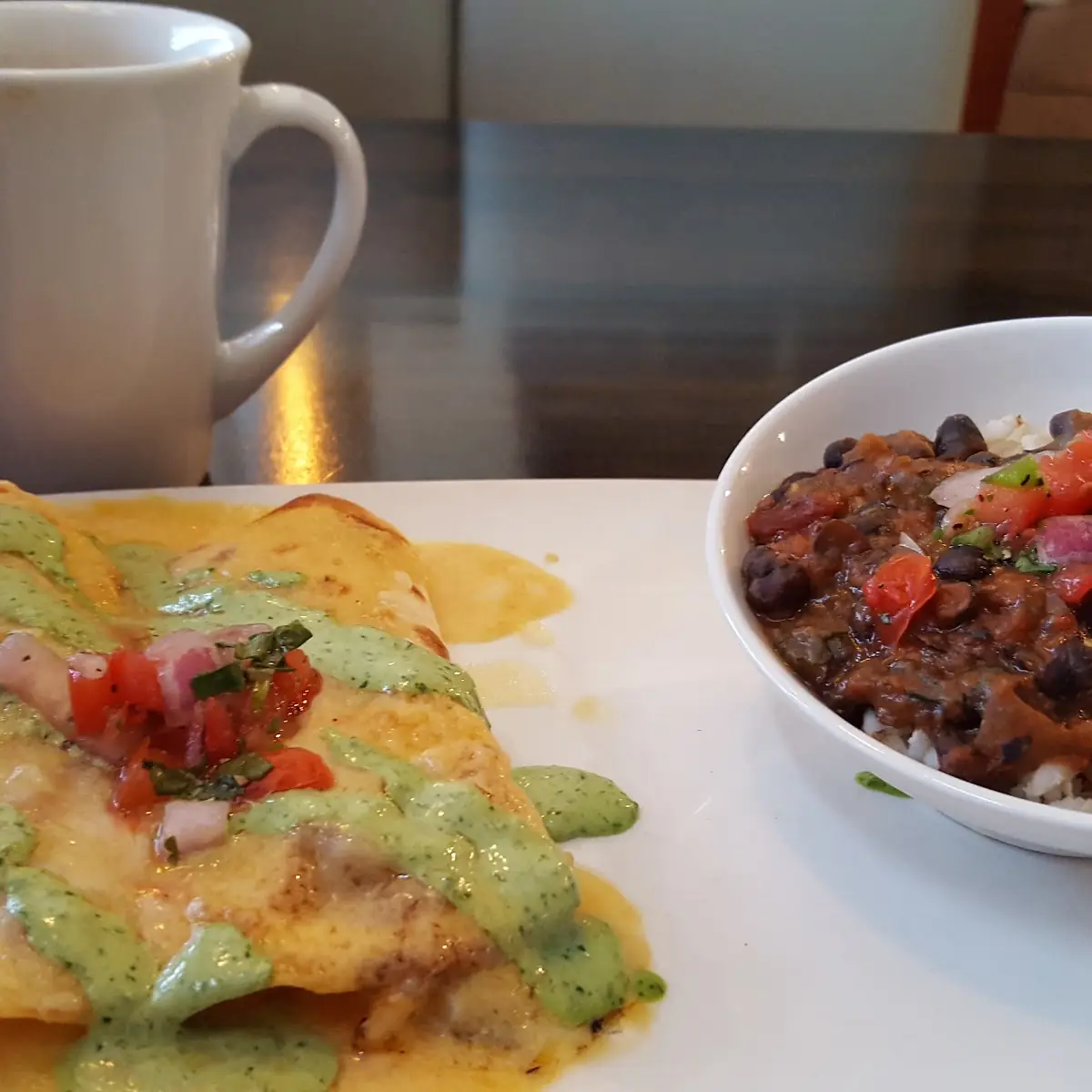 Seafood Enchiladas with Black Beans and Rice
