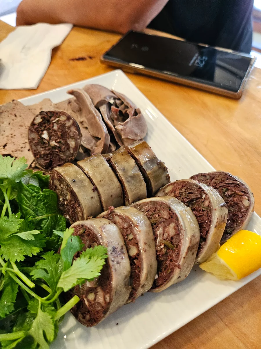 Pork Innards with Fermented Shrimp Paste Lòng Dồi Mẹt