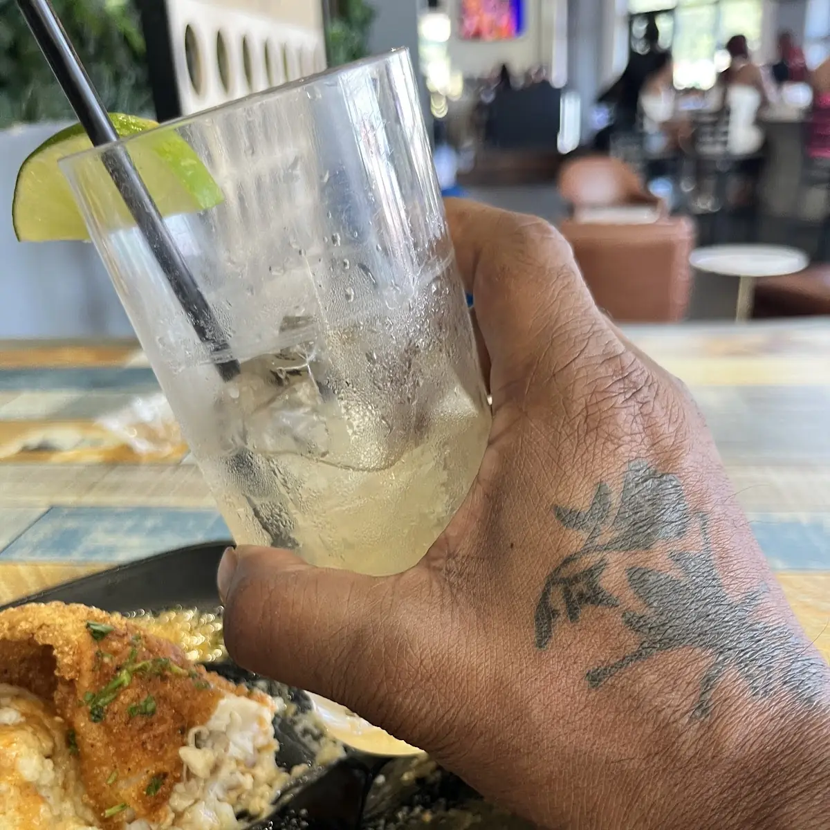 Fish and Grits and House Margaritas on Ice