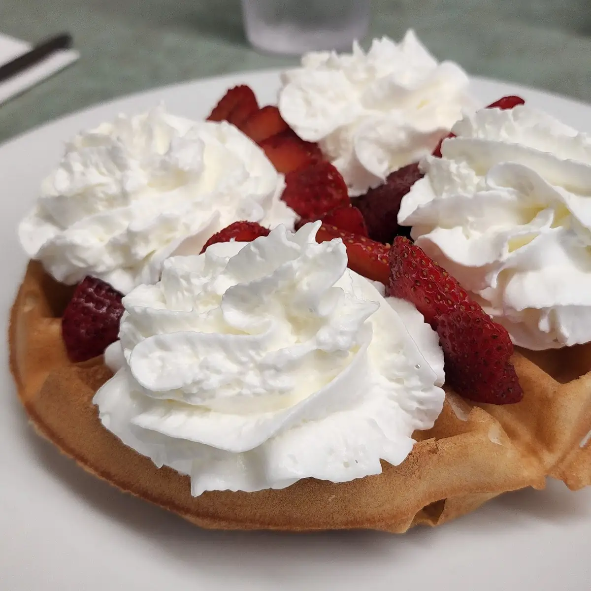Belgian Waffle with Strawberries & Whipped Cream