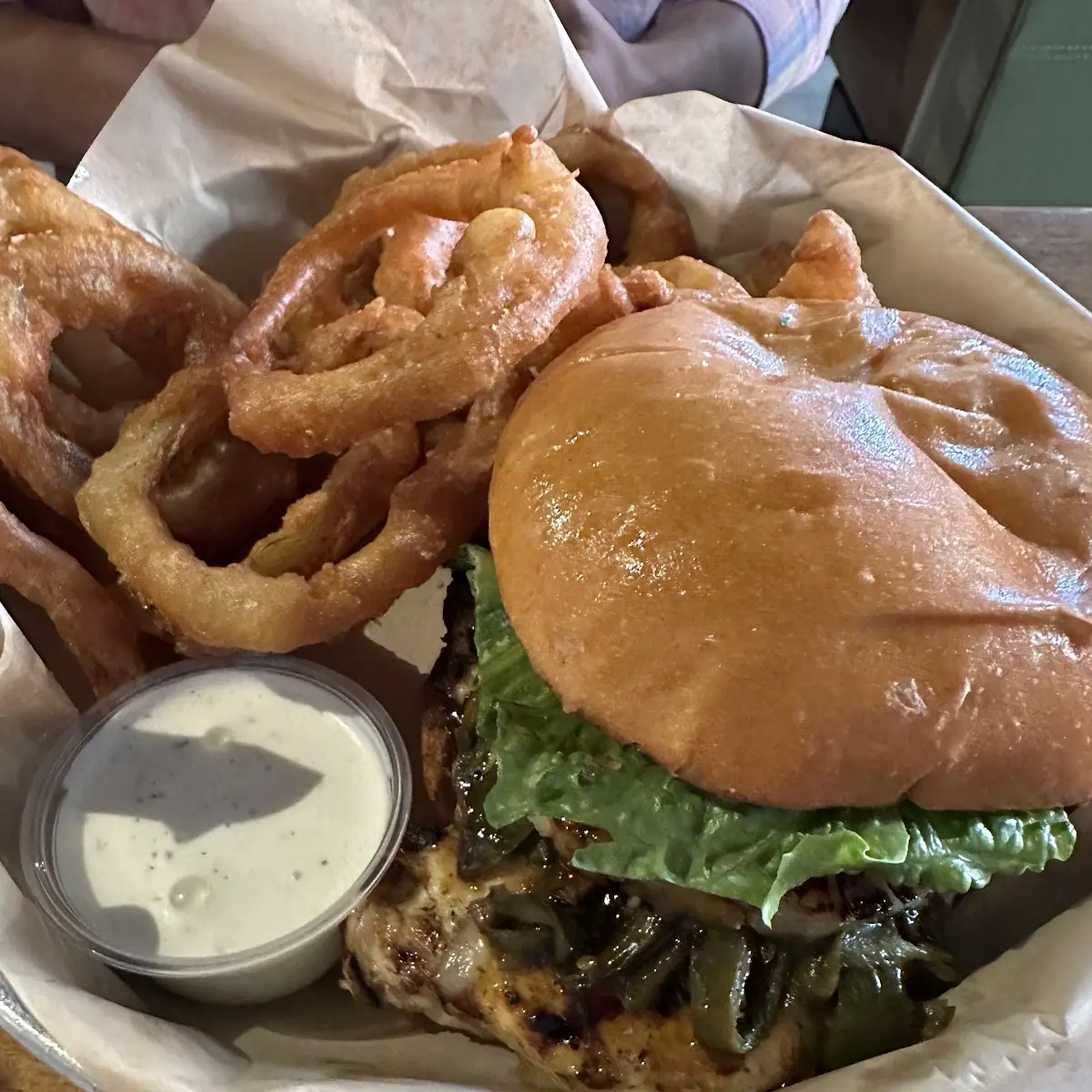Burger with Onion Rings