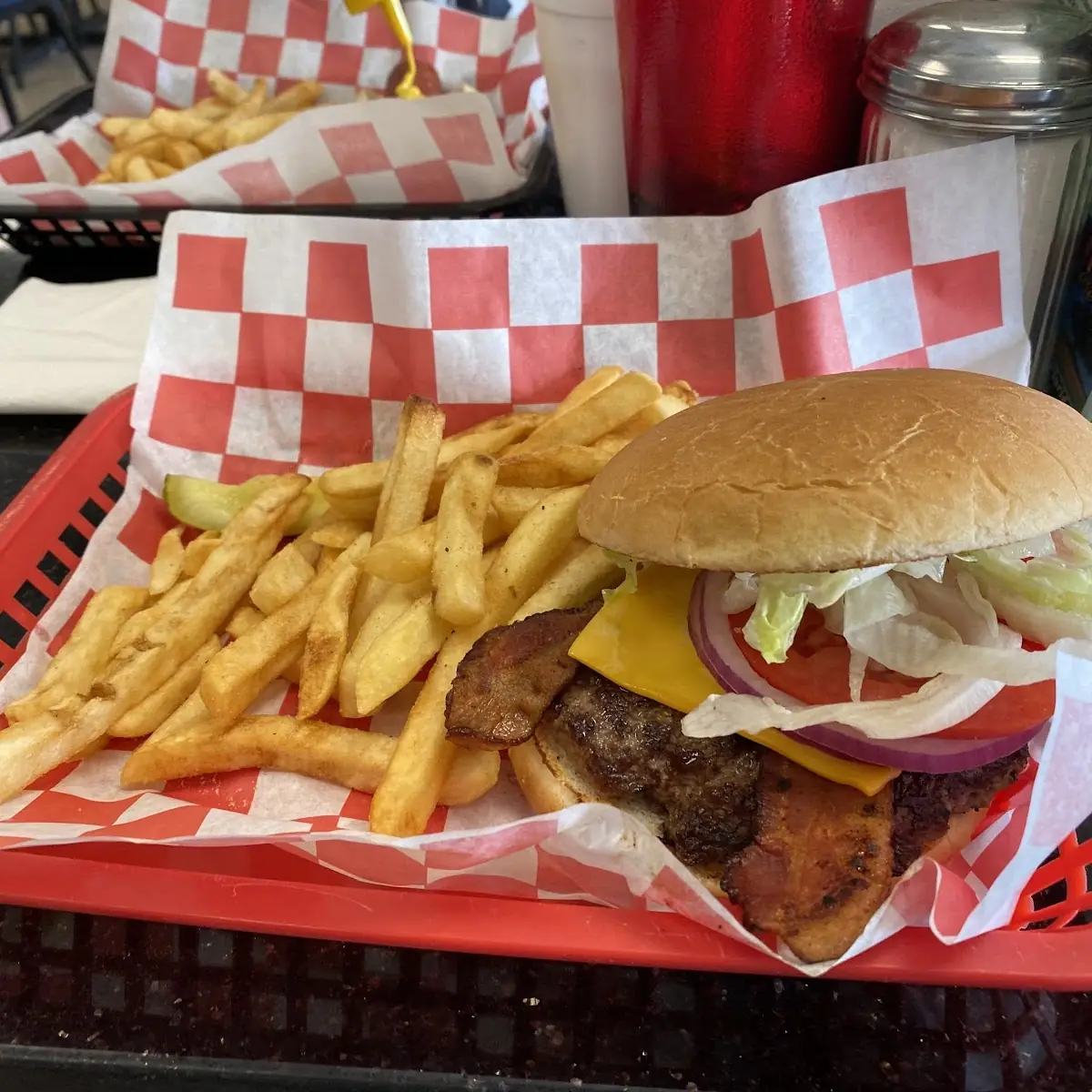 Great Bacon Cheeseburger and Fries