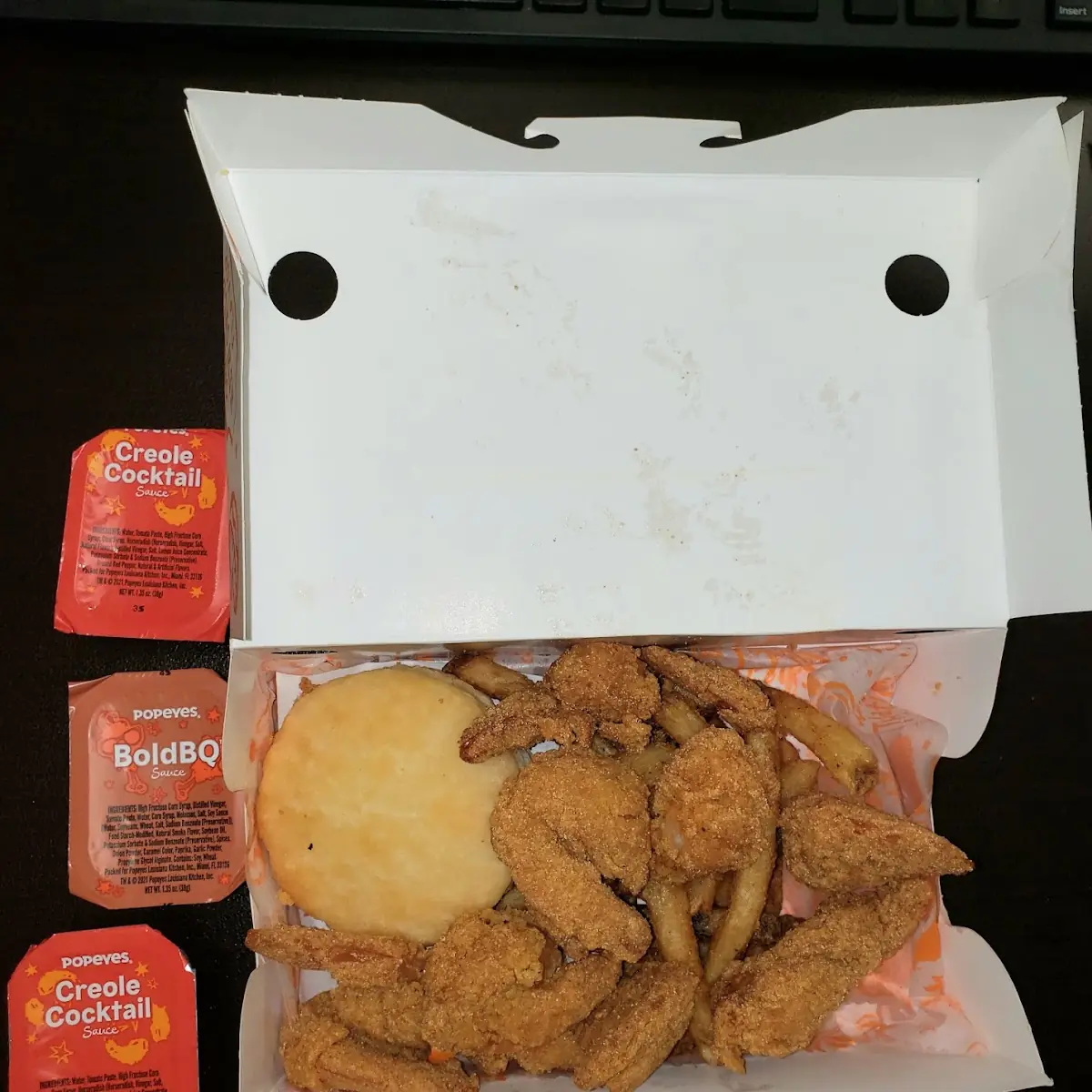 Popcorn Shrimp Basket with Fries with Buttermilk Biscuits