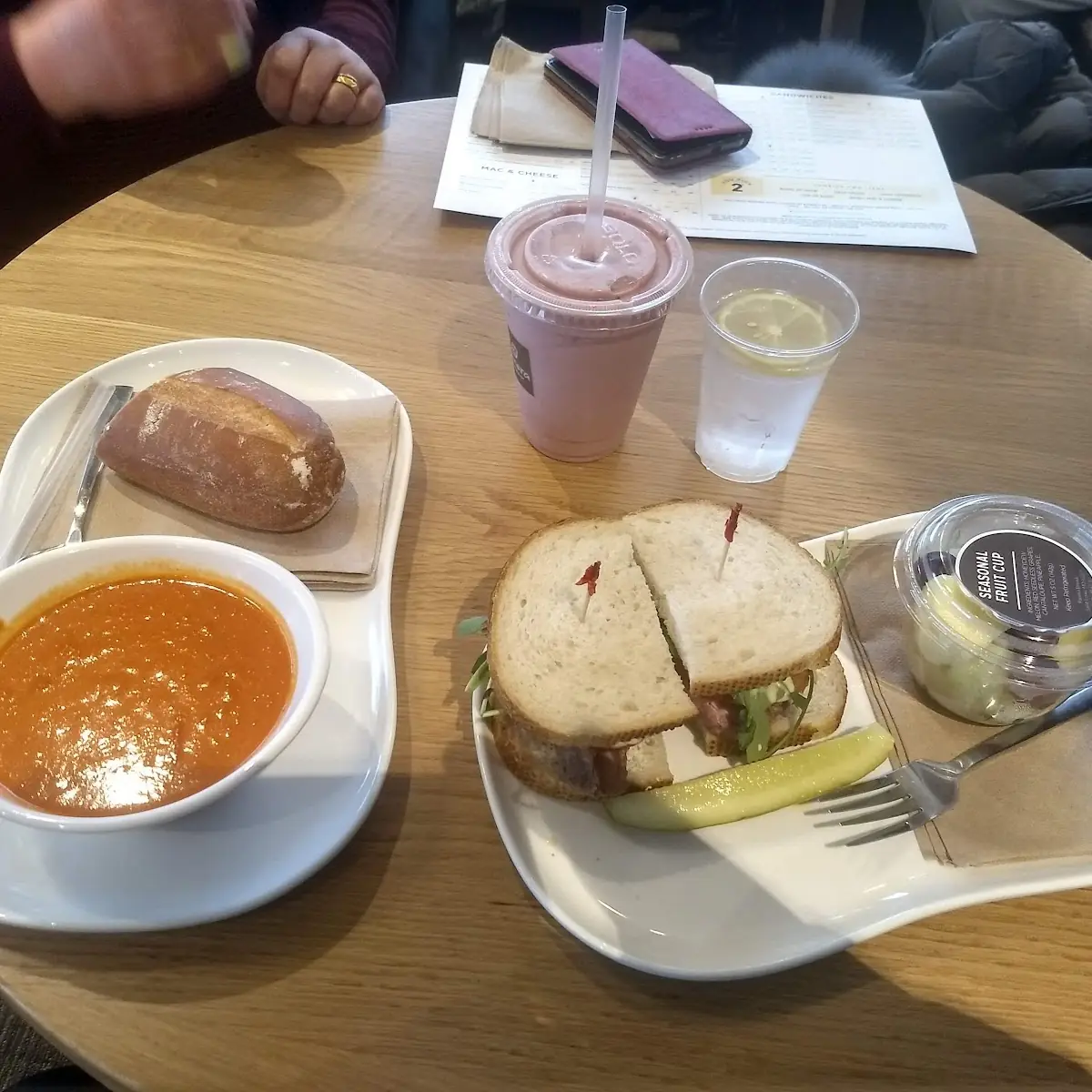 Avocado Turkey Bacon Sandwich and Tomato Soup