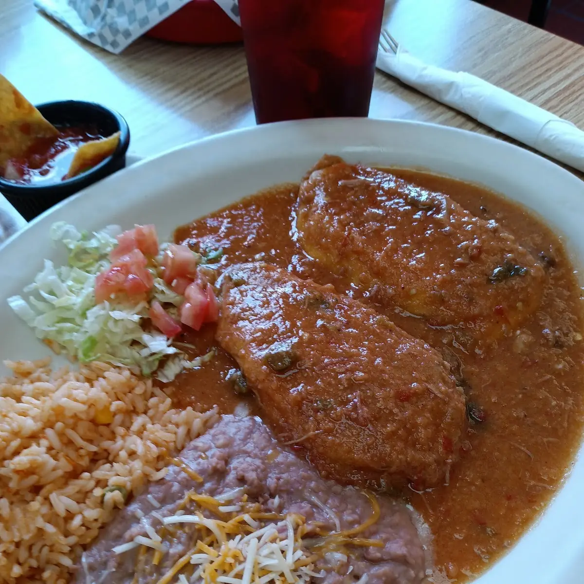 Chile Relleno Beans Rice Tortillas
