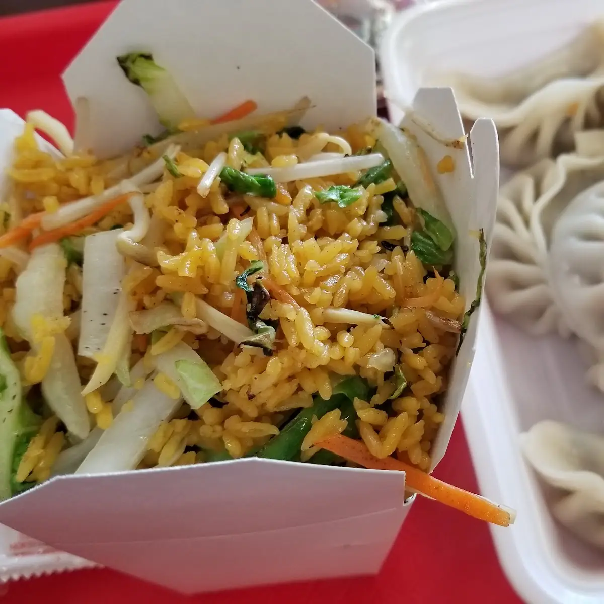 Vegetable Fried Rice and Vegetable Dumplings
