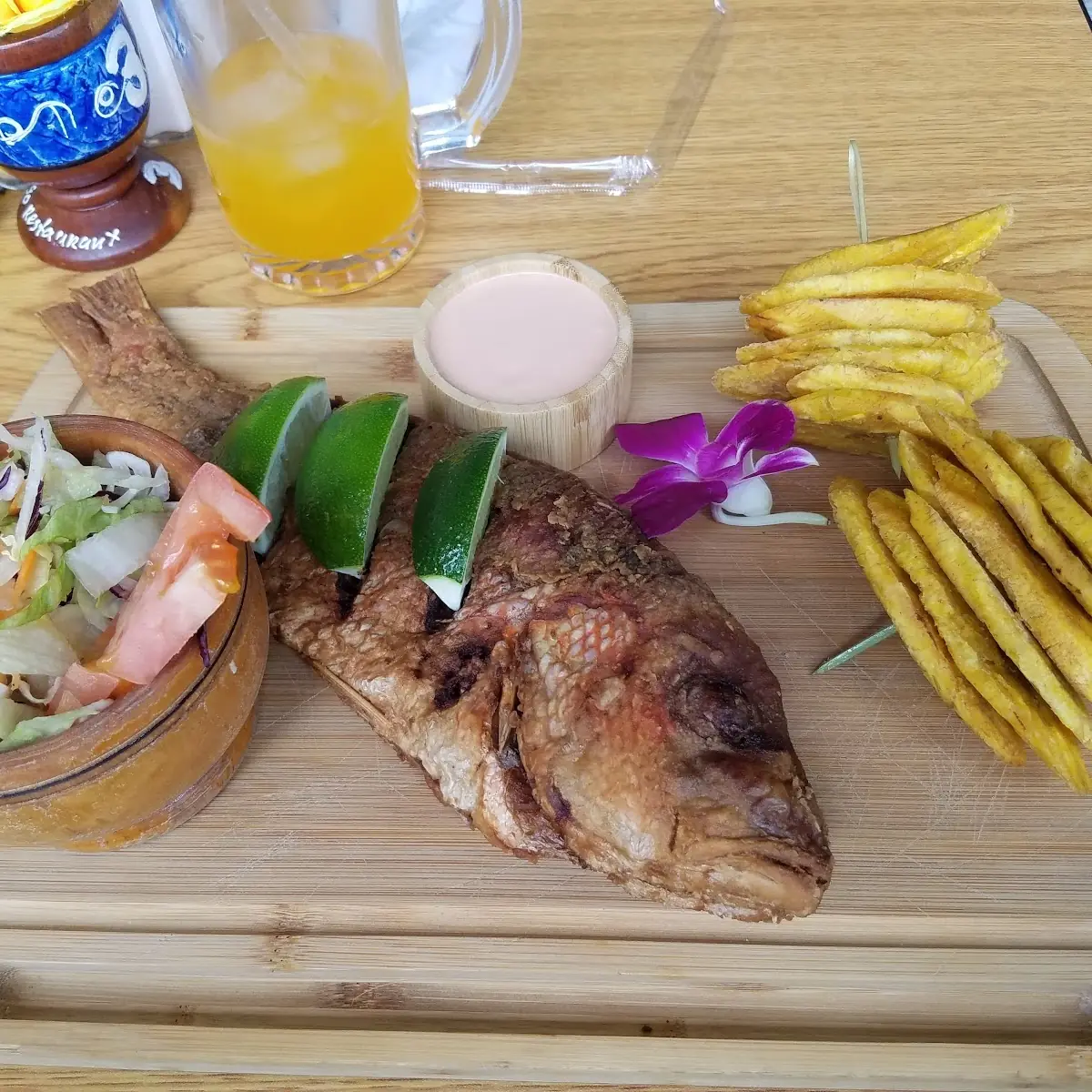 Fried Fish and Salad