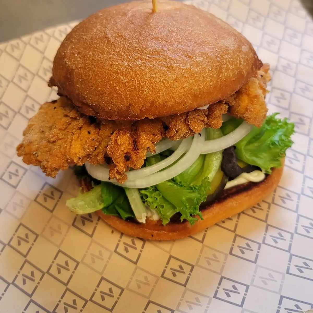 Rotating Fried Chicken Sandwich