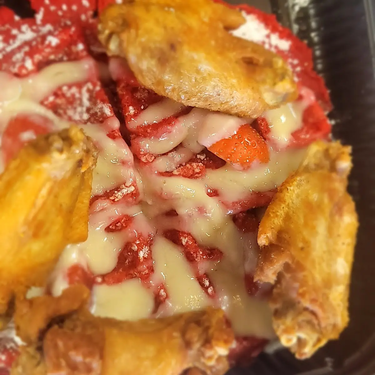 Red Velvet Waffles and Chicken