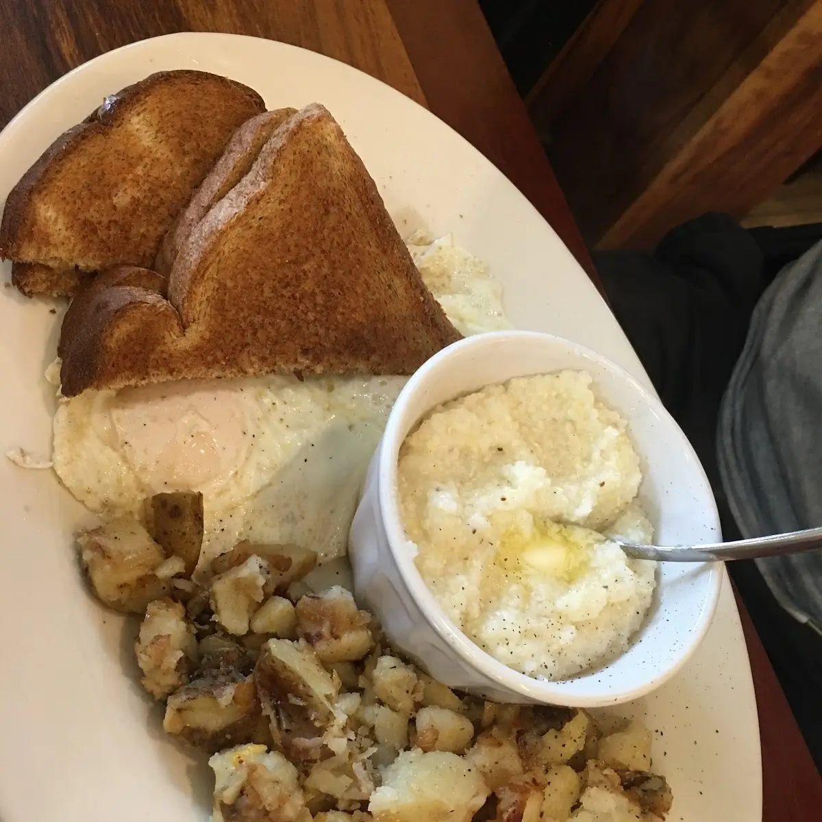Grits Cubed Potatoes Eggs Toast