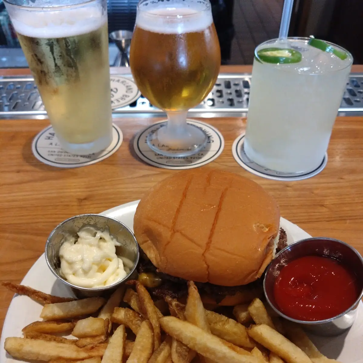 Only Available 2pm-4pm M-th Enjoy the Double Smashburger and French Fries with 1 2 Price Alcohol