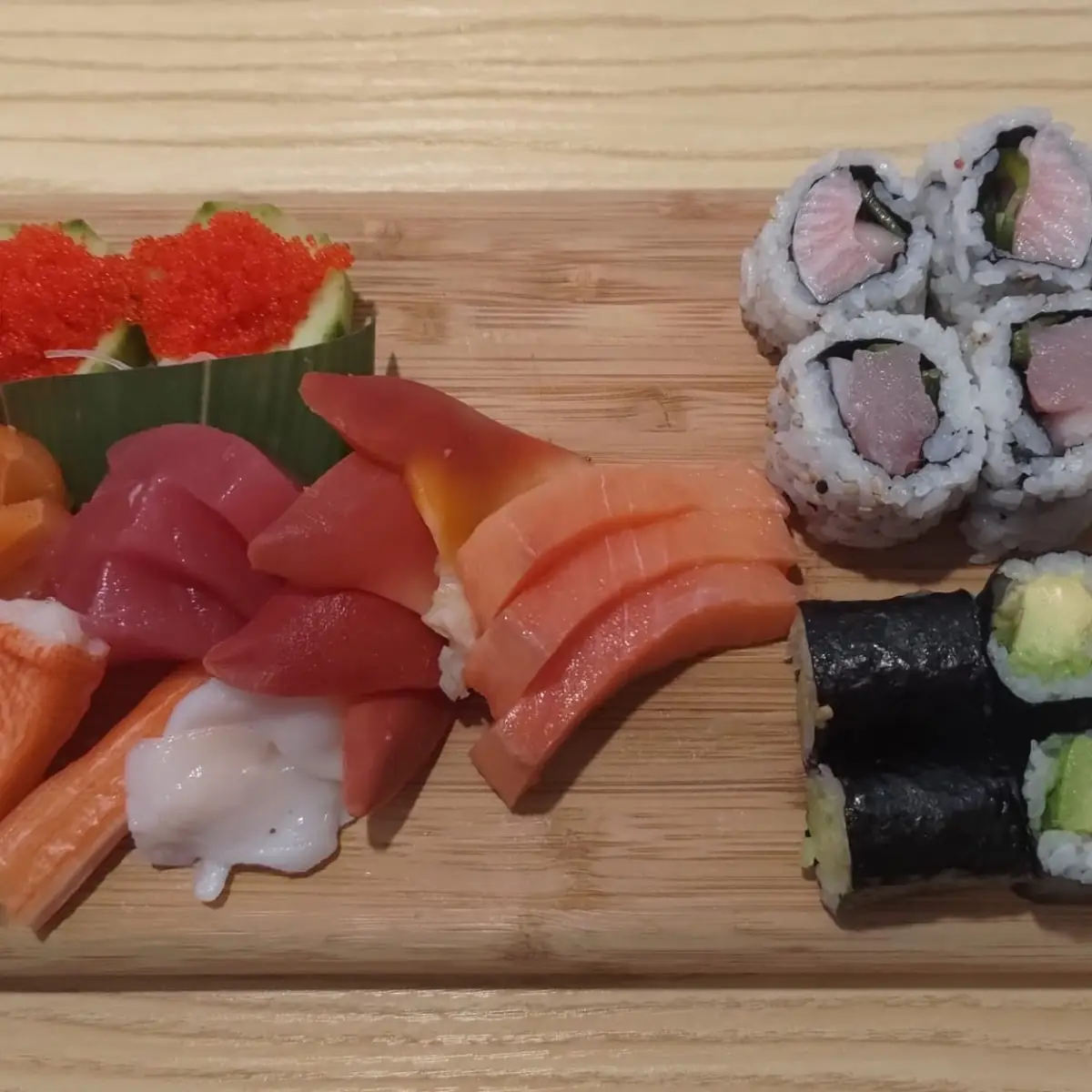 Mixed Sashimi and Sushi Rolls