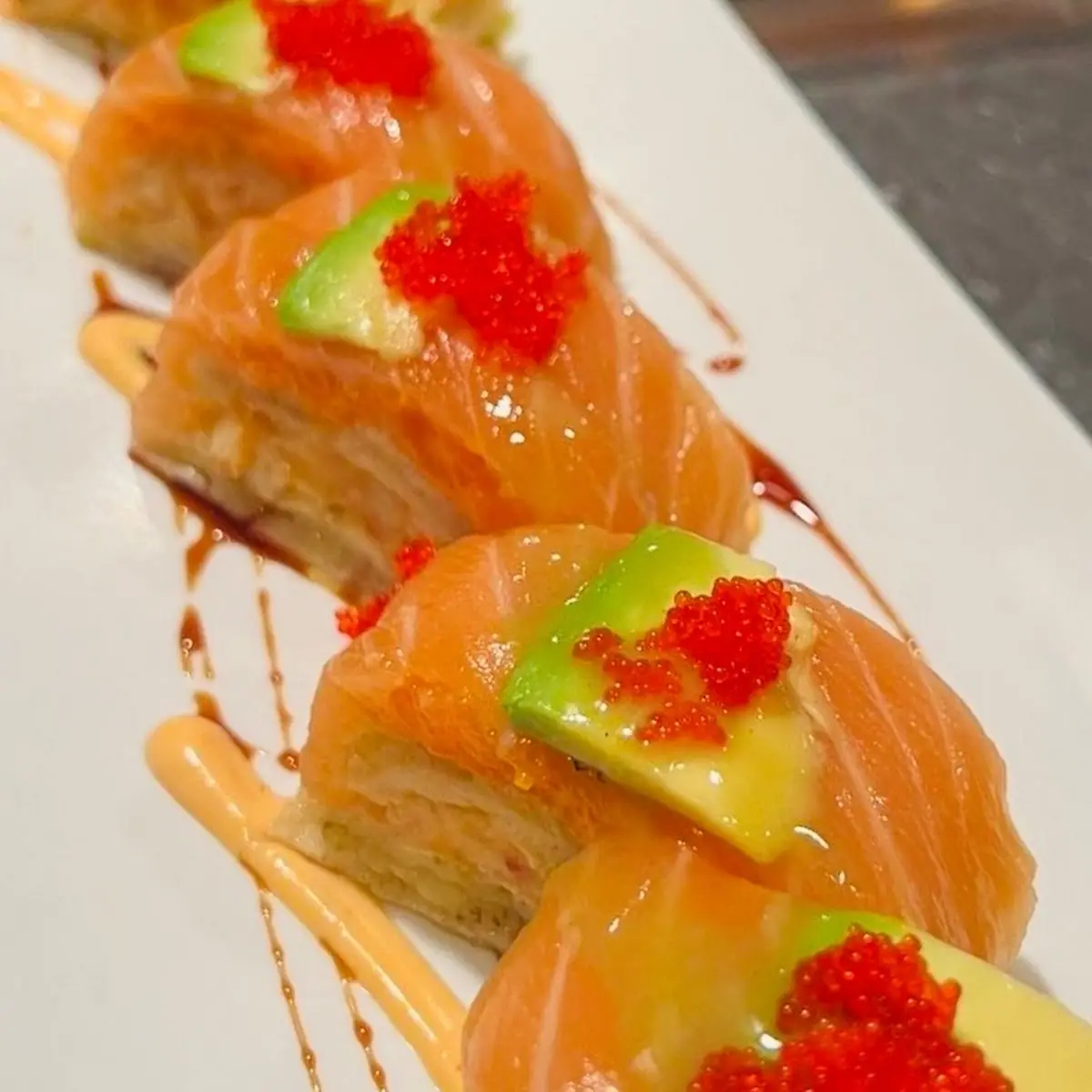 Spicy tuna or spicy salmon dumpling