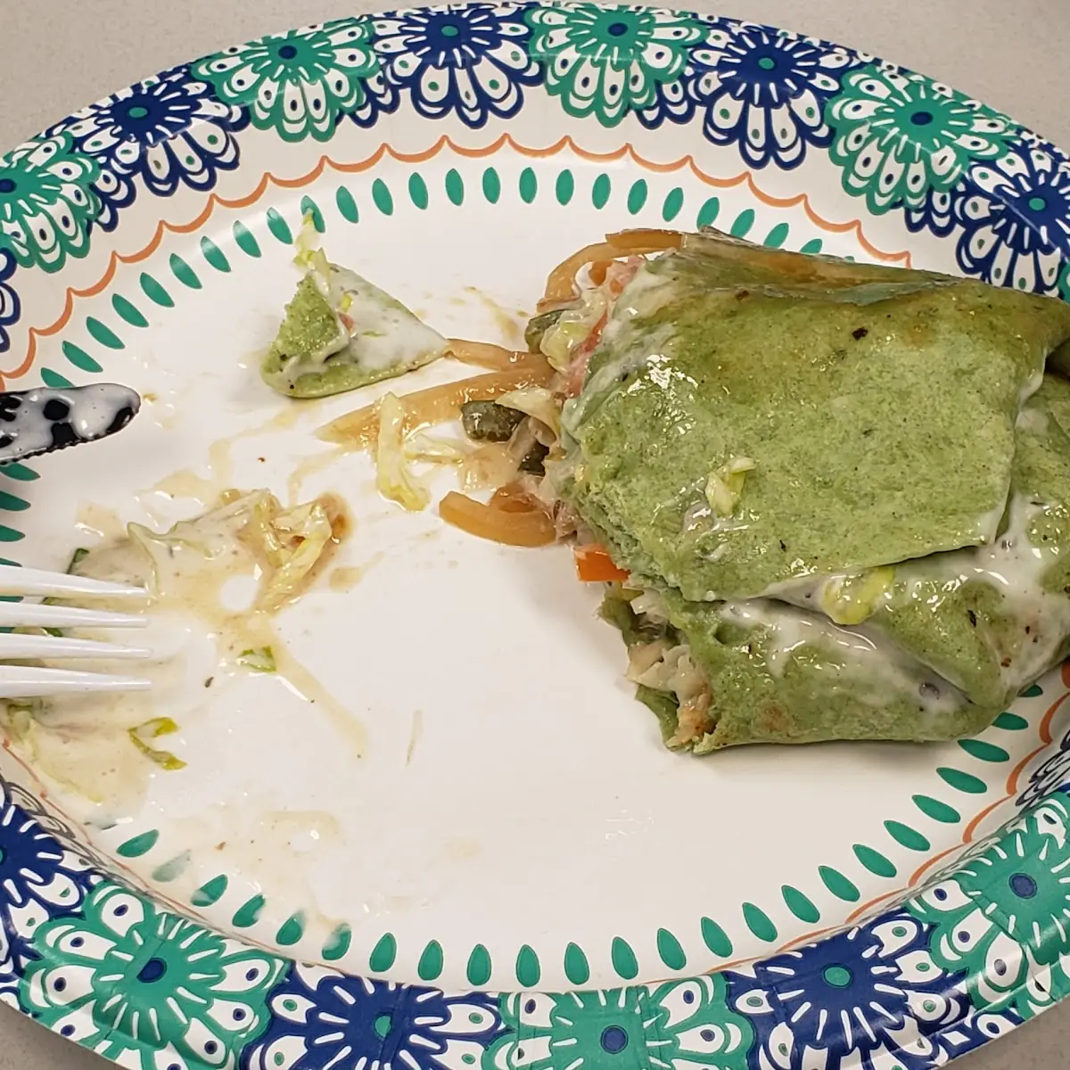 Grilled Veggie Wrap on a Spinach Tortilla