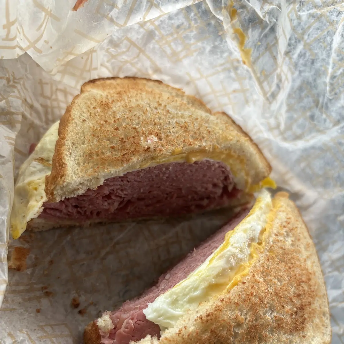 Corned Beef Egg and Cheese Sandwich