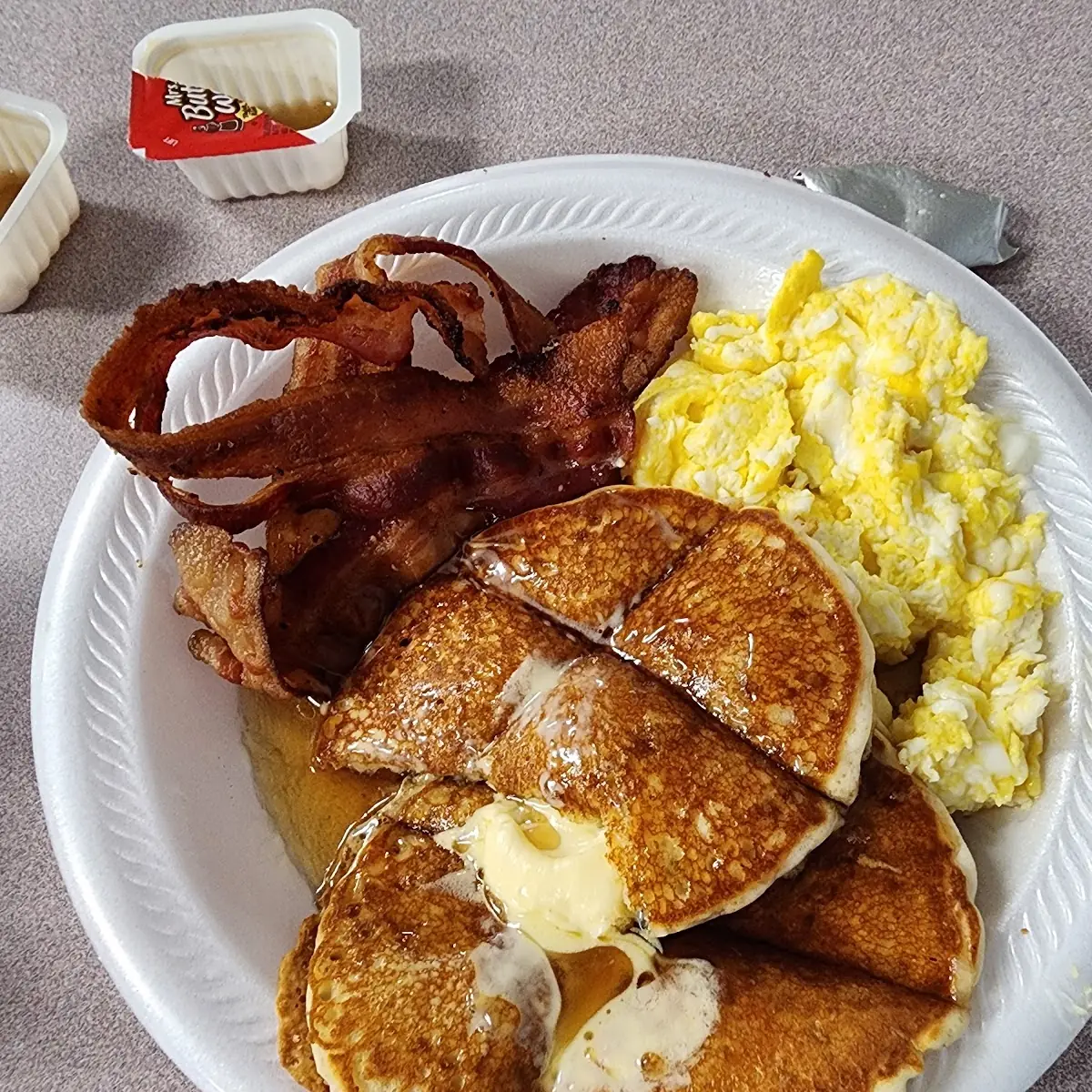 Pancakes with Eggs and Bacon