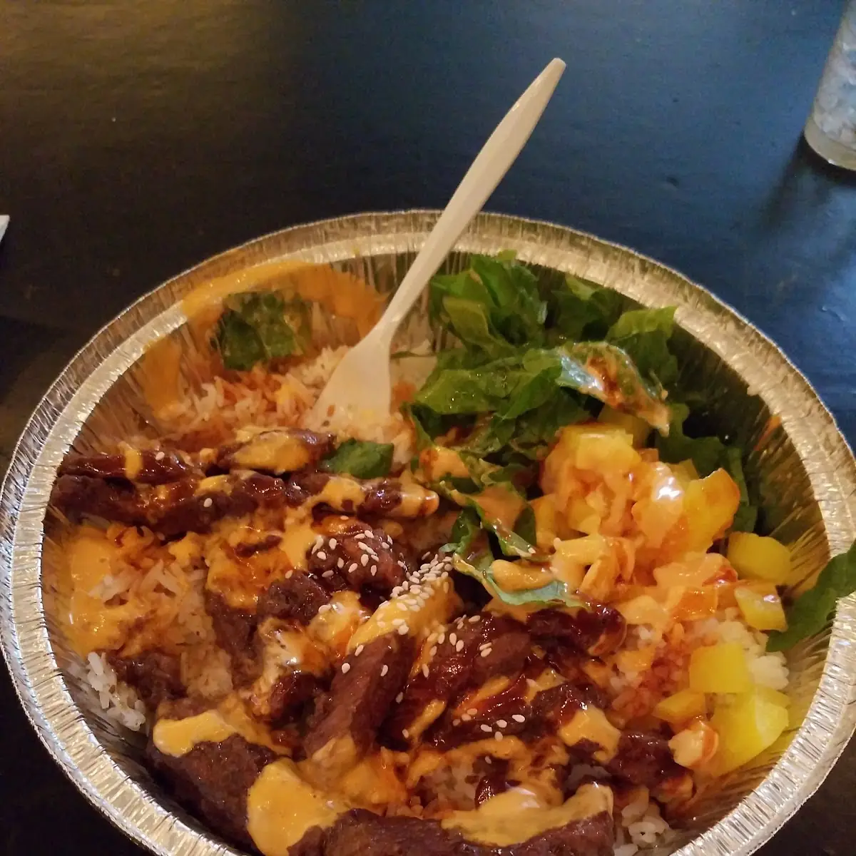 Short Rib Meat over Rice with Greens