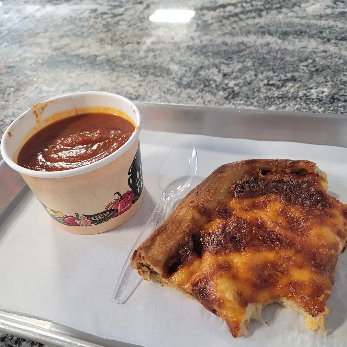 Cheese Pizza and Tomato Soup