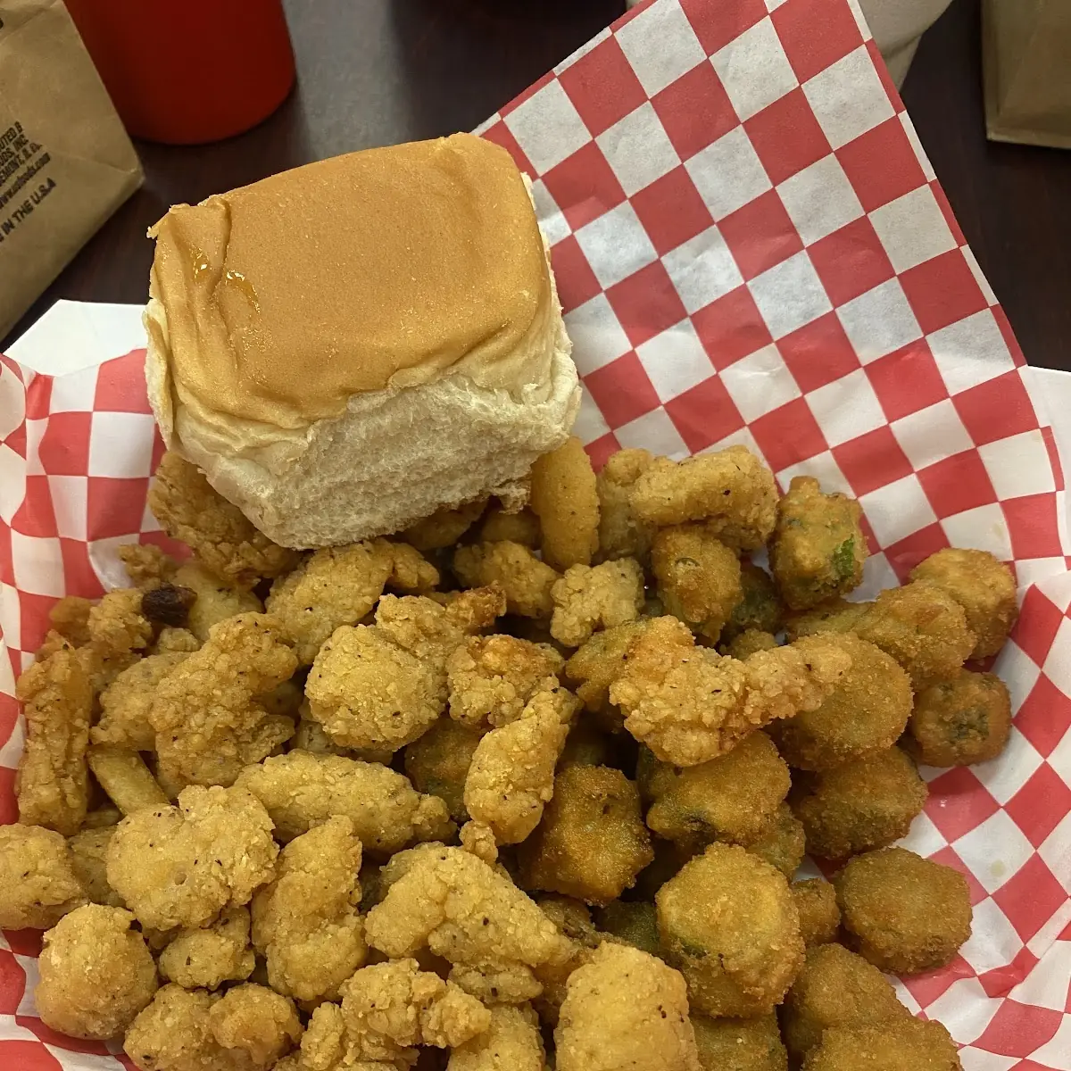 Popcorn Shrimp Basket with Fried Okra