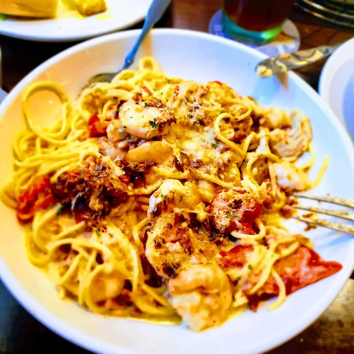 Chicken and Shrimp Carbonara Pasta