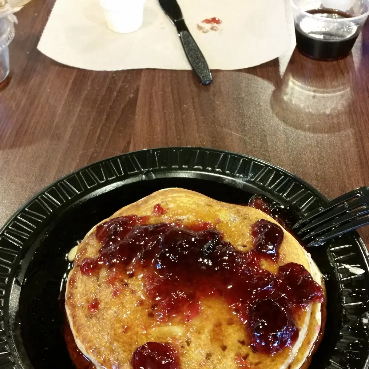 Two Pancakes with Strawberry Jam