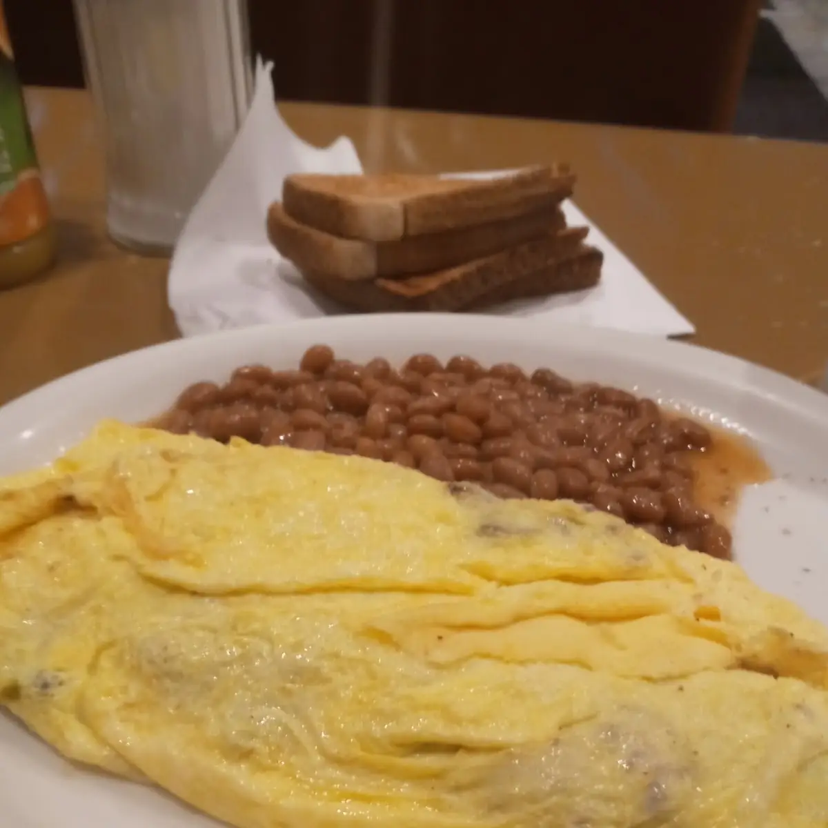 3 Egg Omelet Steak Bomb with Beans