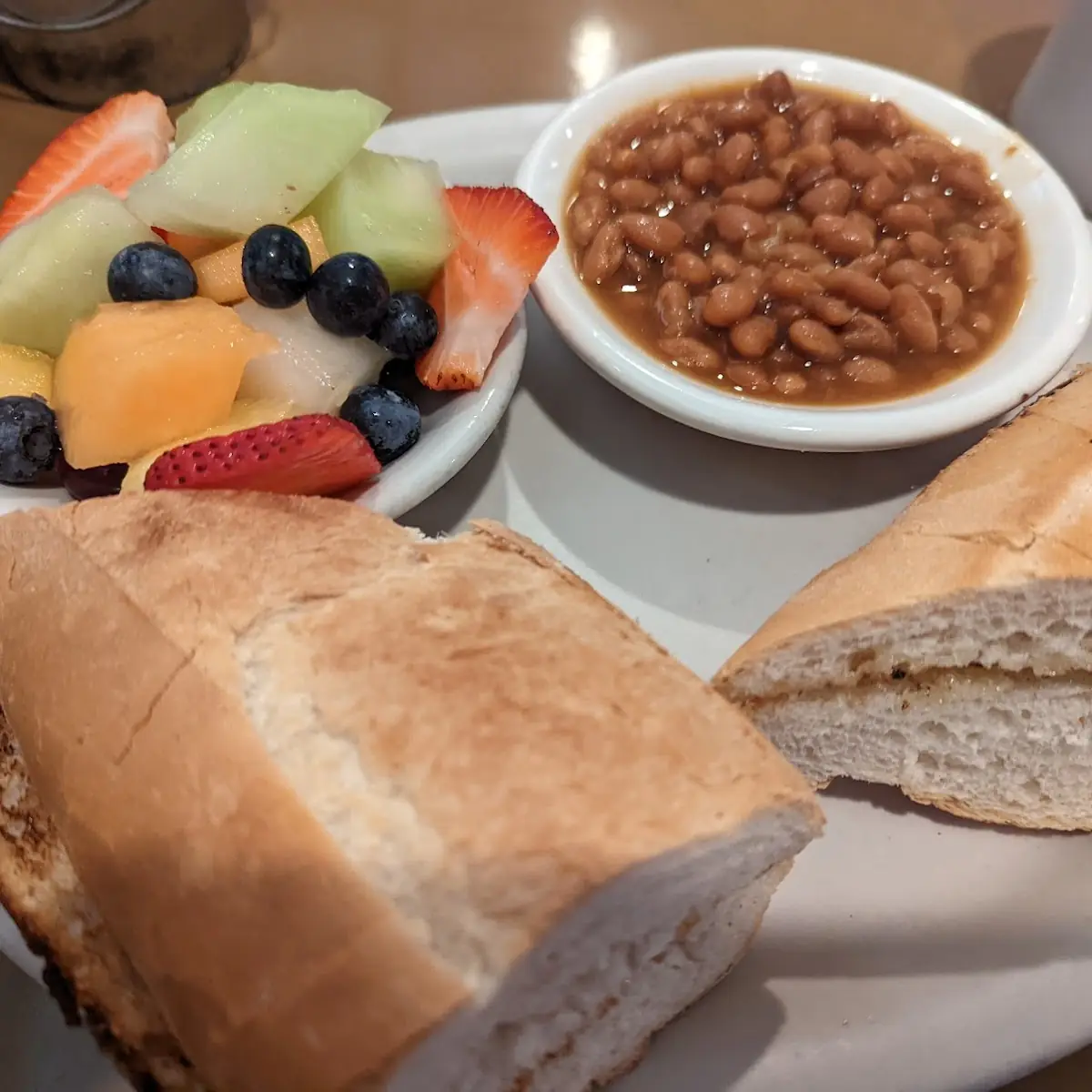 Beans on Dry Toast with Fruit