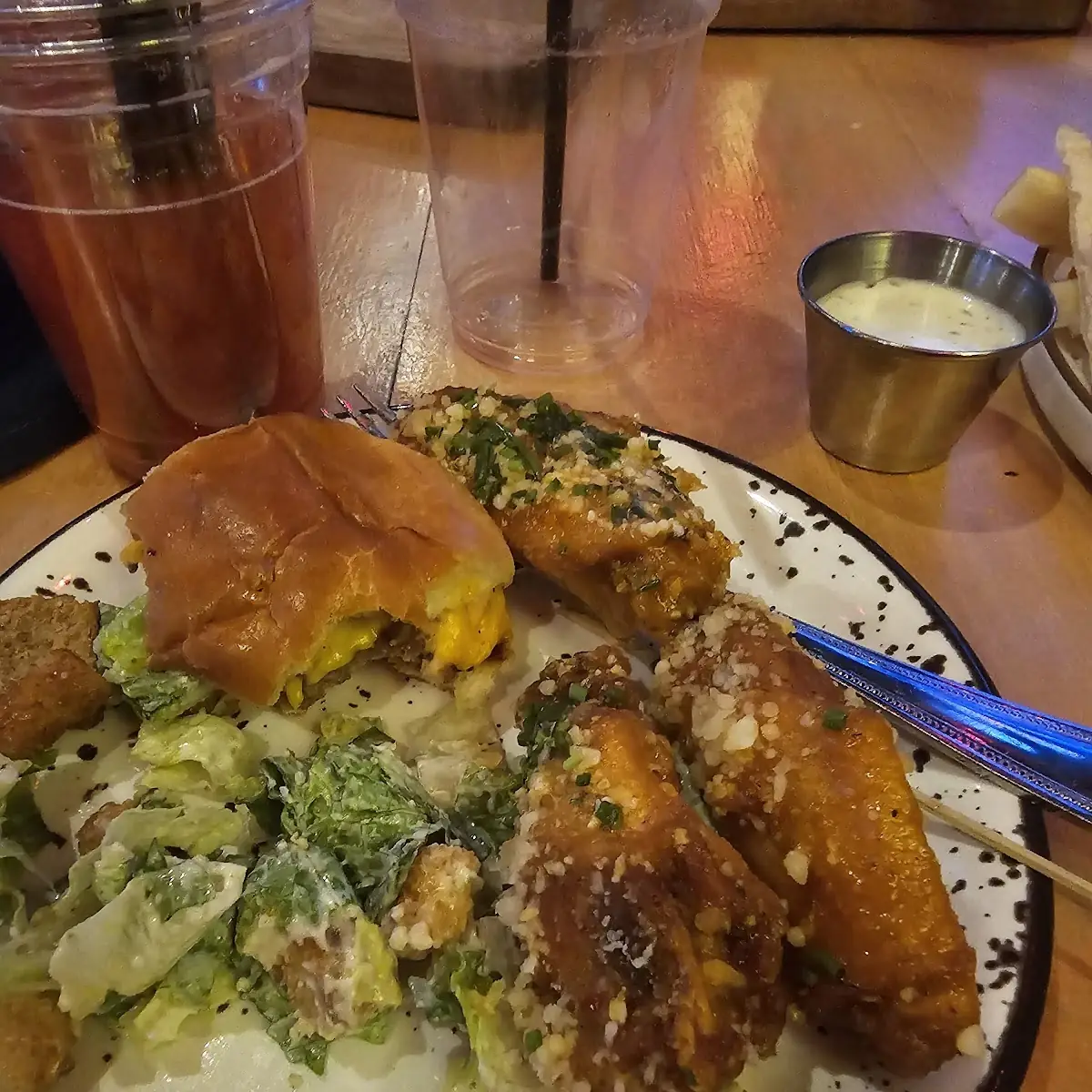 Ceasar Salad Chicken Wings Cheese Burger