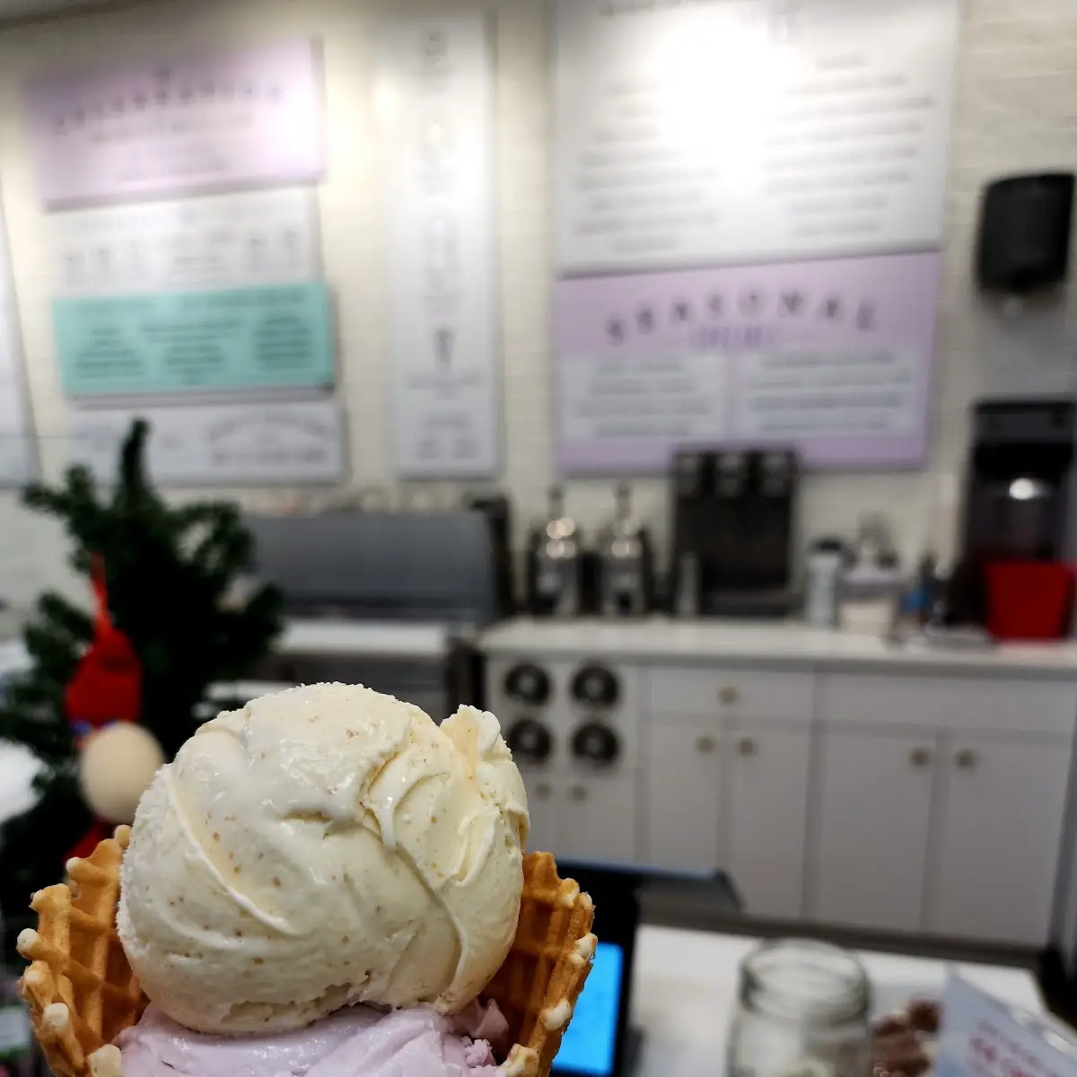 Honey Lavender and Teddy Grahams Waffle Cone