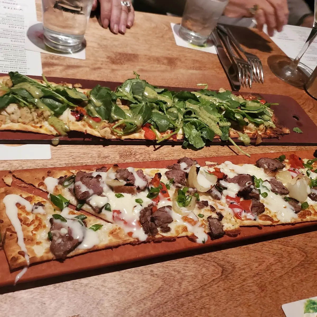 Philly Cheesesteak Flatbread and Chicken Flatbread