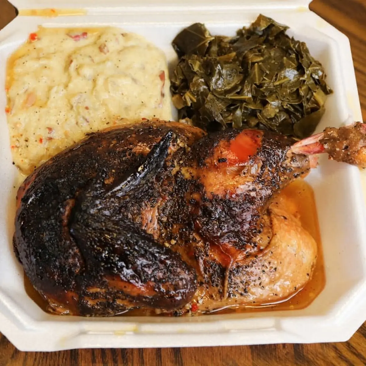 Mac and Cheese Roasted Chicken &Greens
