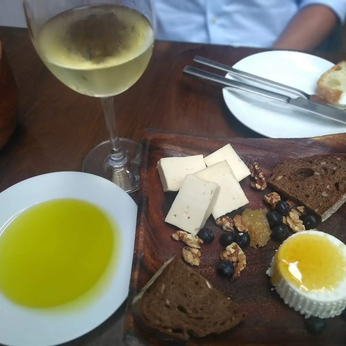 Cheese Platter and White Wine