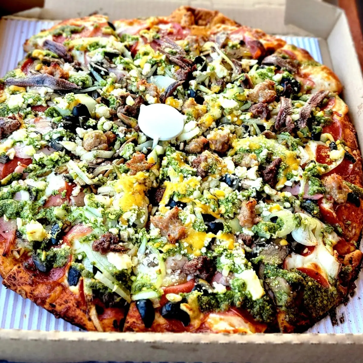 All Meat Pizza with Veggies