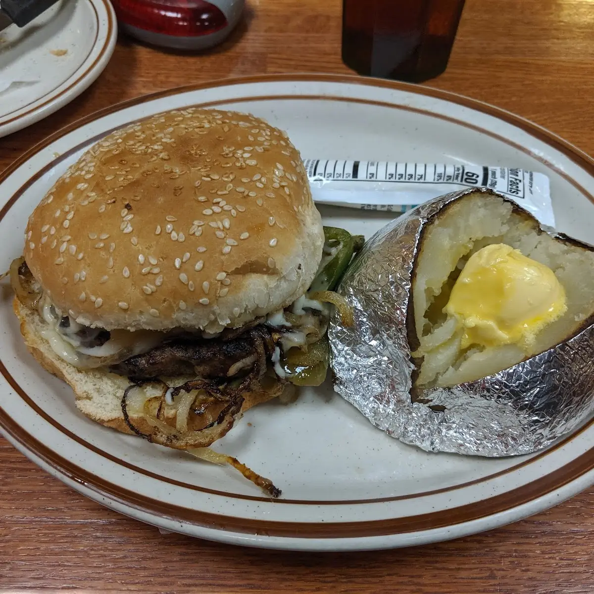 Philly Burger and Baked Potato