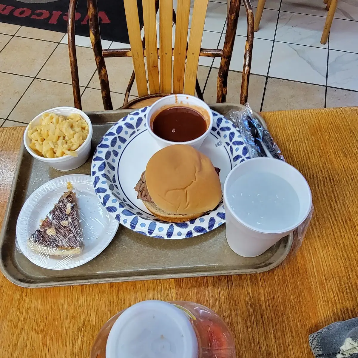 Sliced Brisket Sandwich and Mac N Cheese