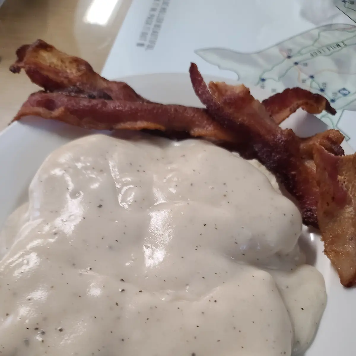 Biscuits and Gravy Full Order with a Side of Bacon