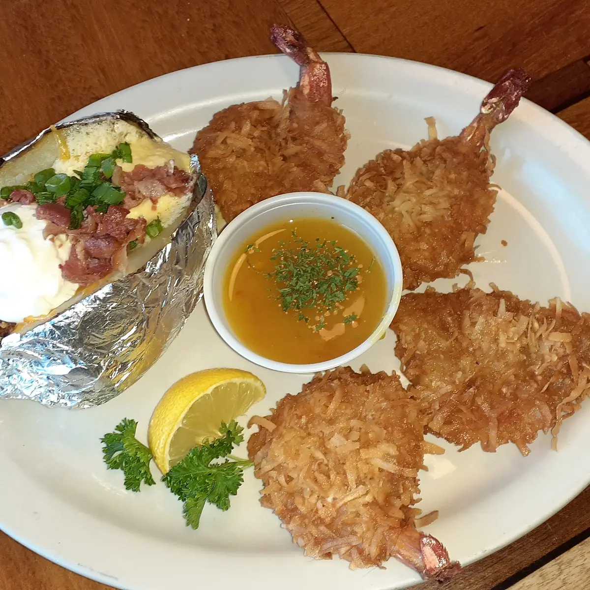 Coconut Shrimp and Baked Potato