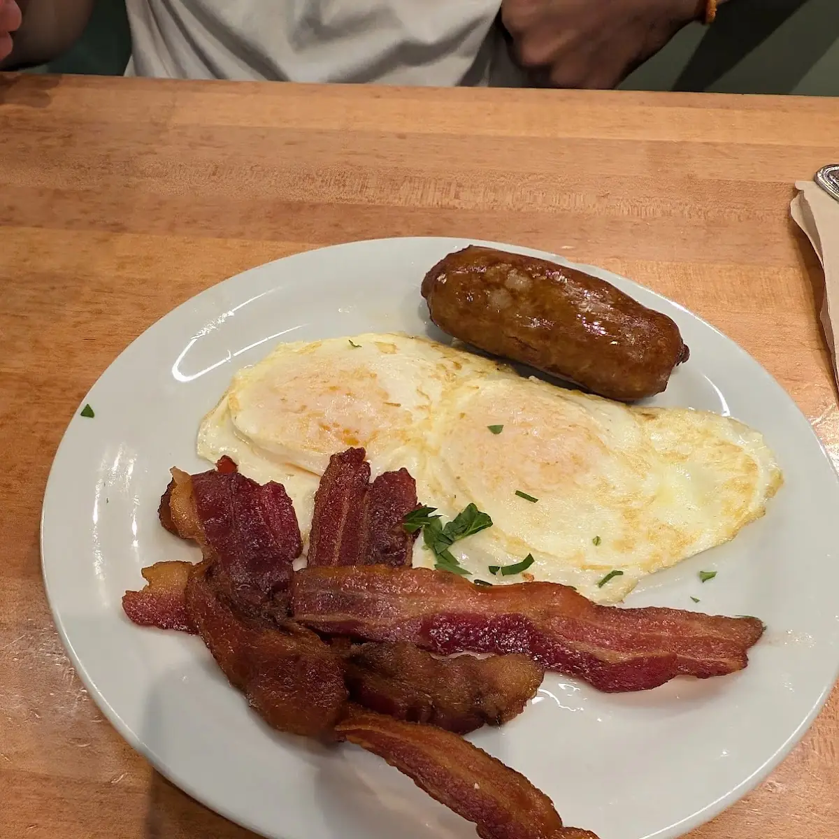 Scrambled Eggs Bacon and Sausage