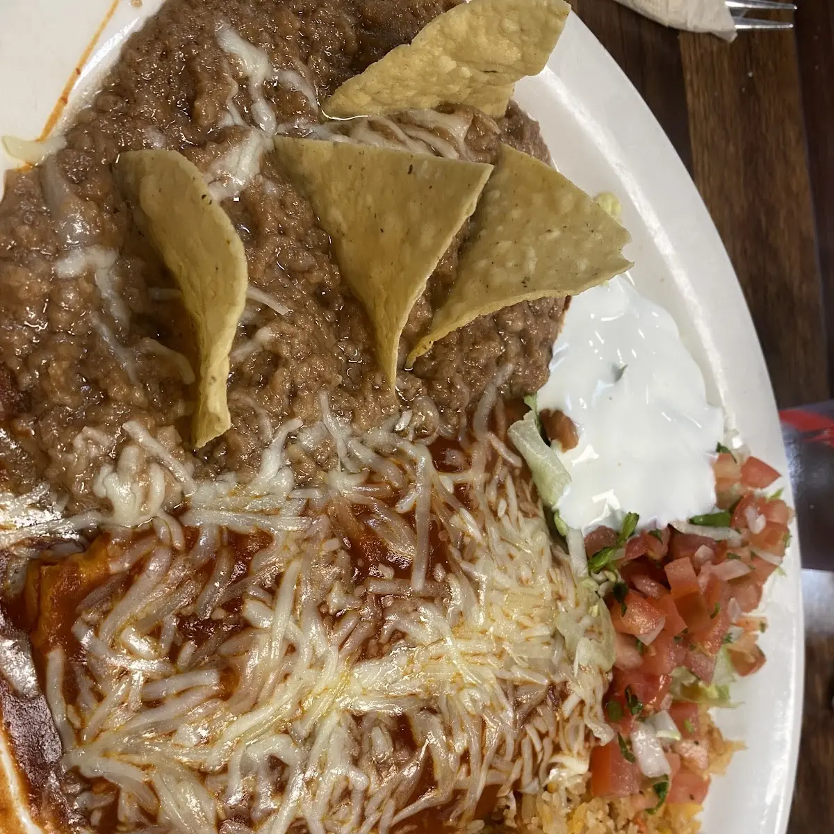 The Red Chicken Enchiladas Plate