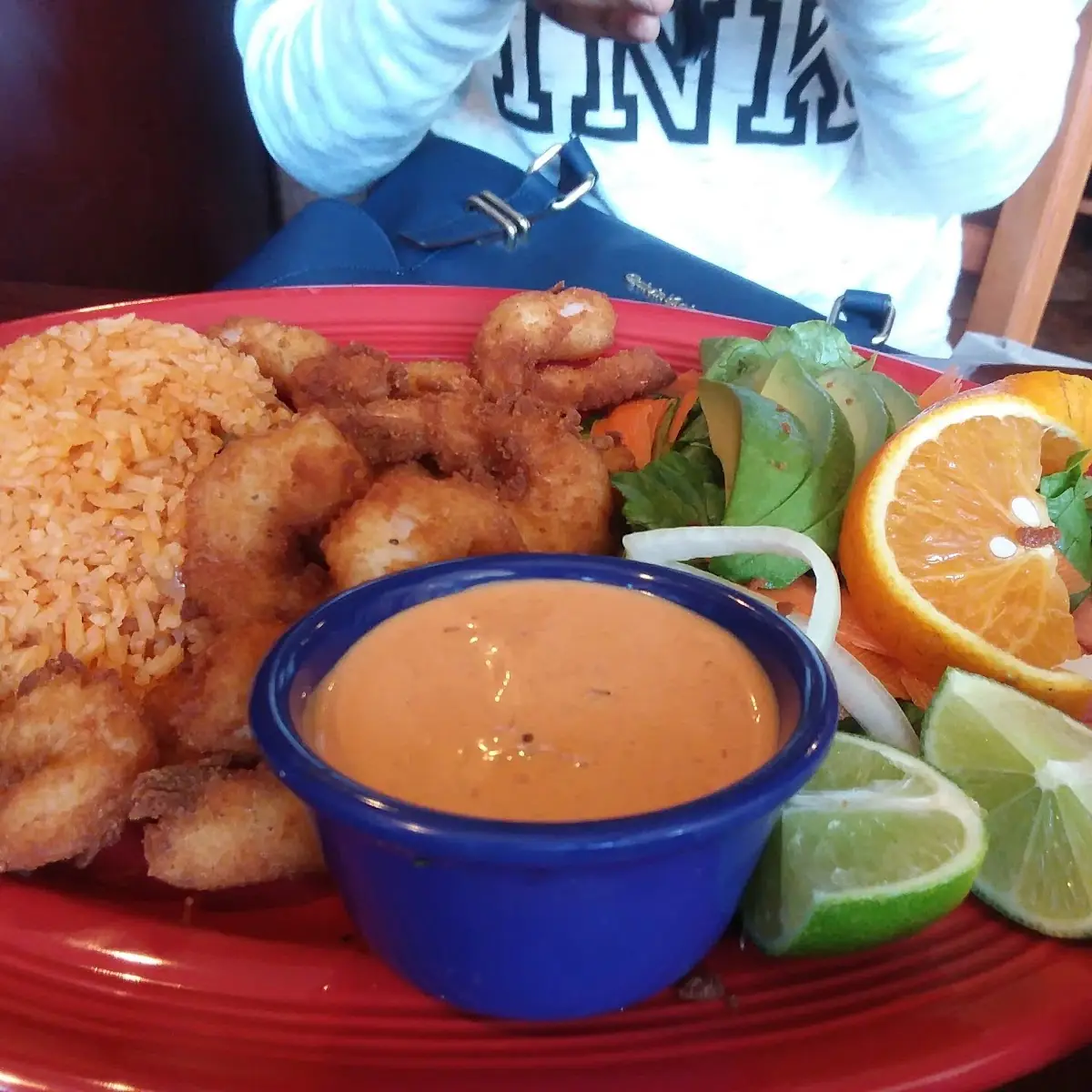 Fried Shrimp with Rice and Salad