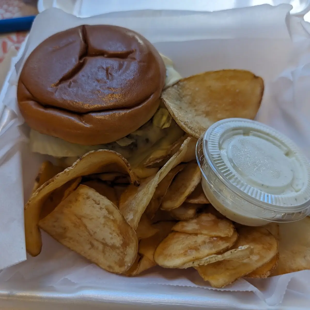 T42 Double Burger with Chips and Ranch Dip