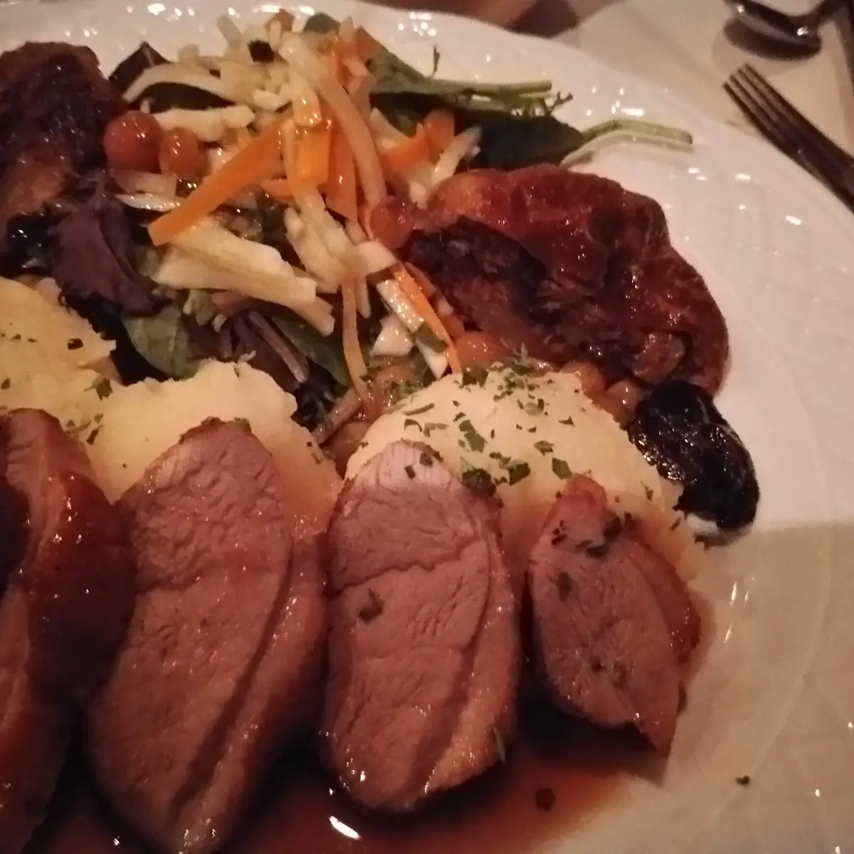Roasted Duck Breast with Duck Strudel