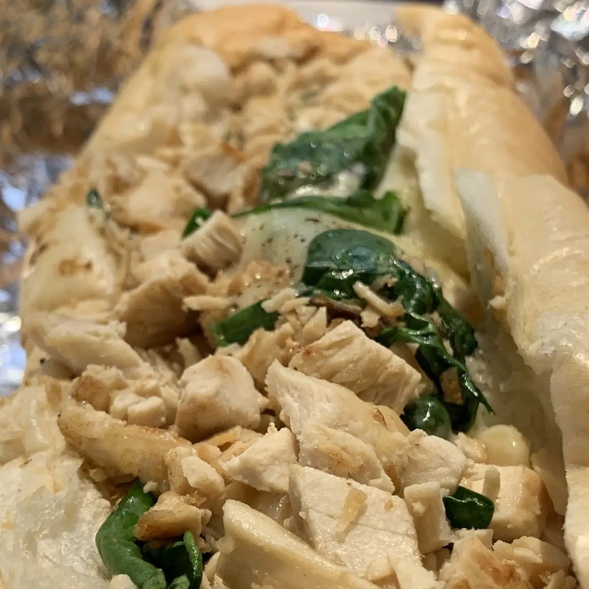 Spinach & Provolone Chicken Cheesesteak Sandwich