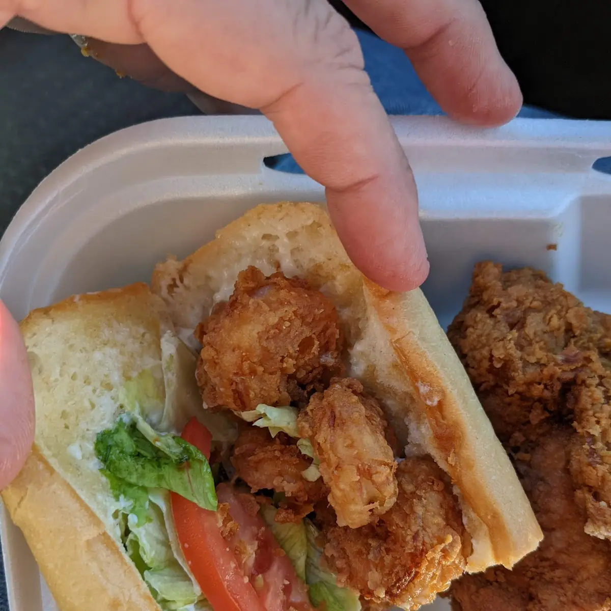 Fried Chicken and Shrimp PO'Boy Half