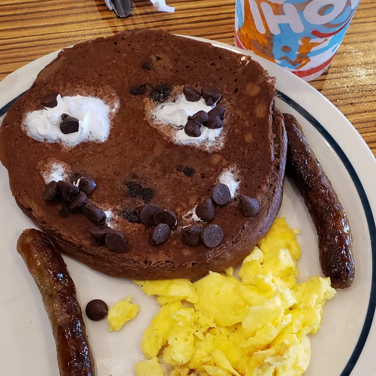 Funny Face Chocolate Chip Pancake Combo