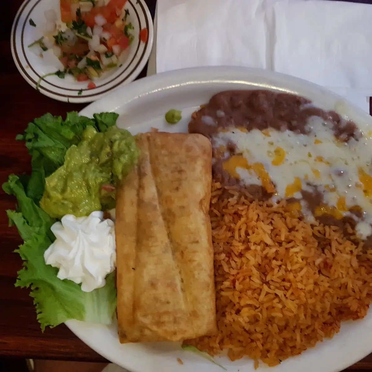 Two Shredded Beef Tacos Rice Beans