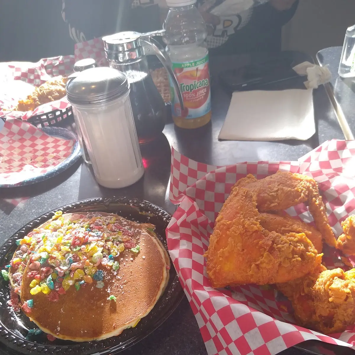 Fried Chicken Wings and Fruity Pebble Pancakes