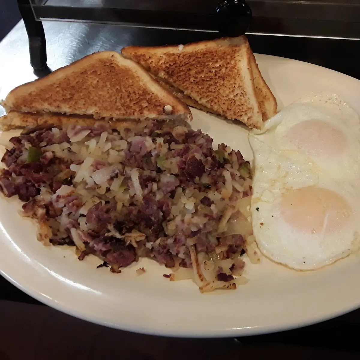 Eggs Homemade Corn Beef Hash and Toast