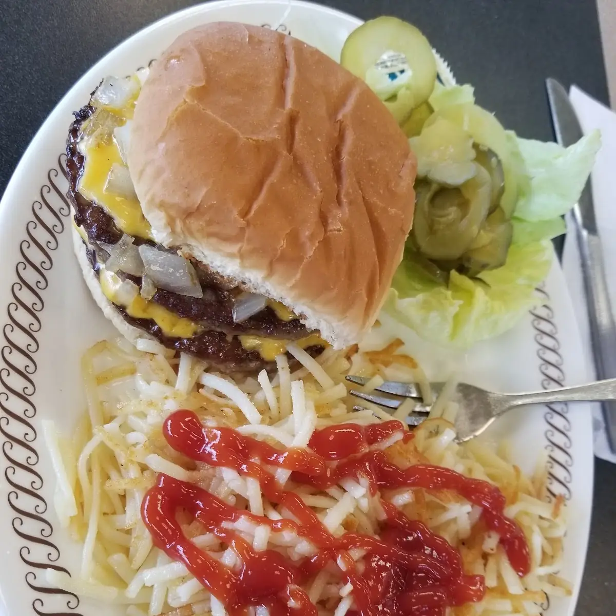 Double Cheeseburger with Hash Browns